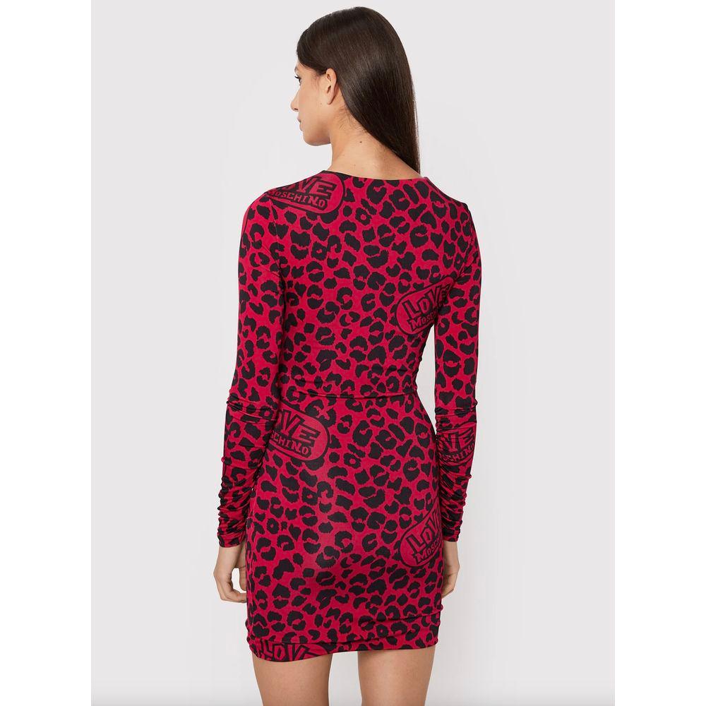 Love Moschino Chic Leopard Texture Dress in Pink and Black Love Moschino Black