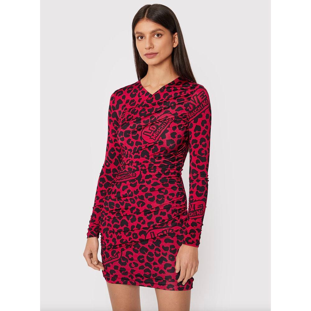 Love Moschino Chic Leopard Texture Dress in Pink and Black Love Moschino Misty Rose