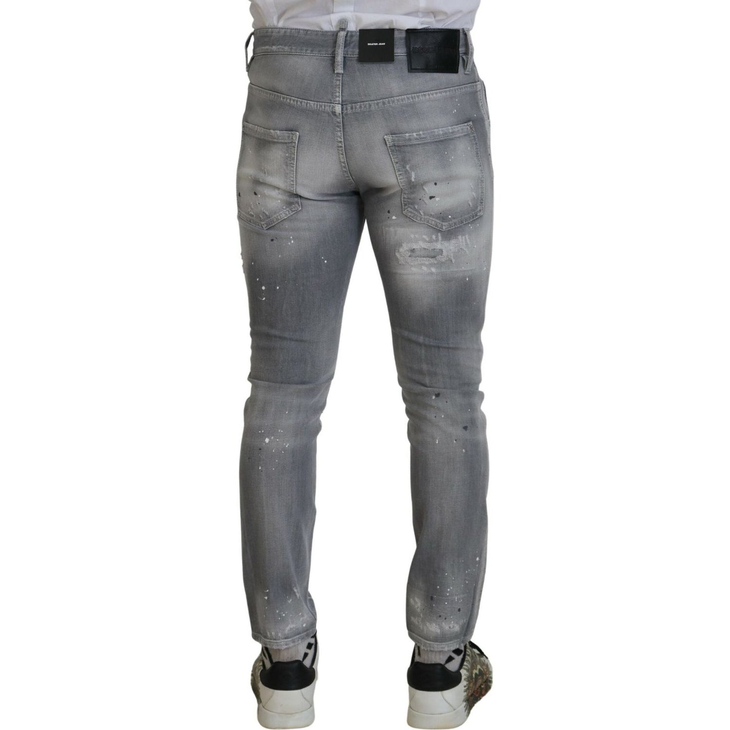 Dsquared² Gray Washed Cotton Slim Fit Casual Men Denim Jeans Dsquared² Dim Gray