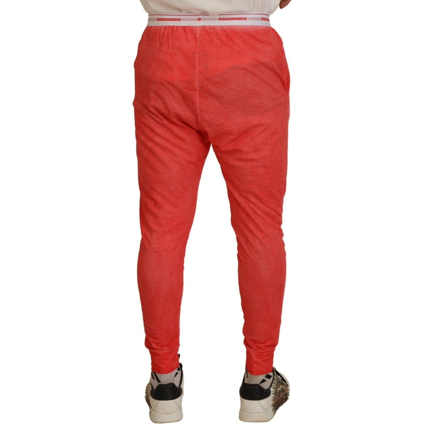 Dsquared² Orange Cotton Elastic Waist Logo Men Pants Dsquared² Brown