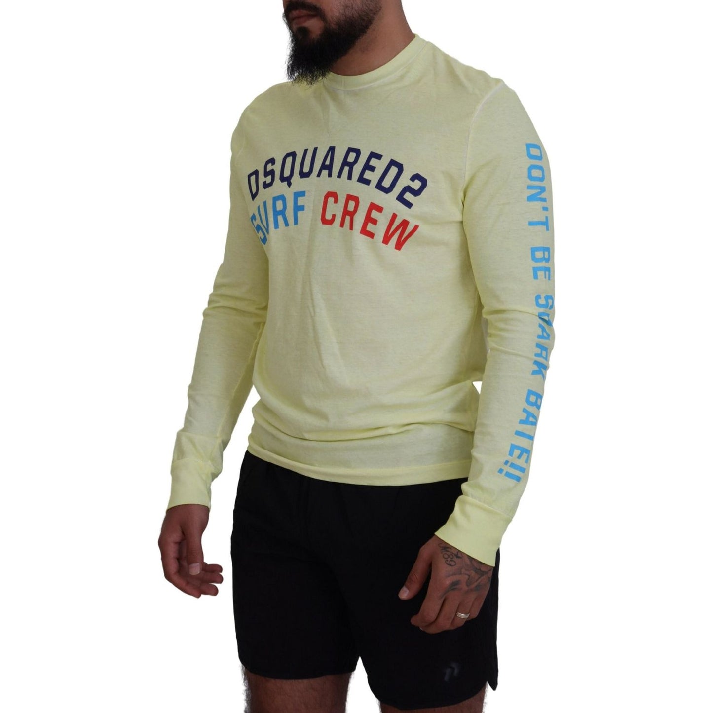 Dsquared² Yellow Colorful Print Long Sleeves Top T-shirt Dsquared² Dark Gray