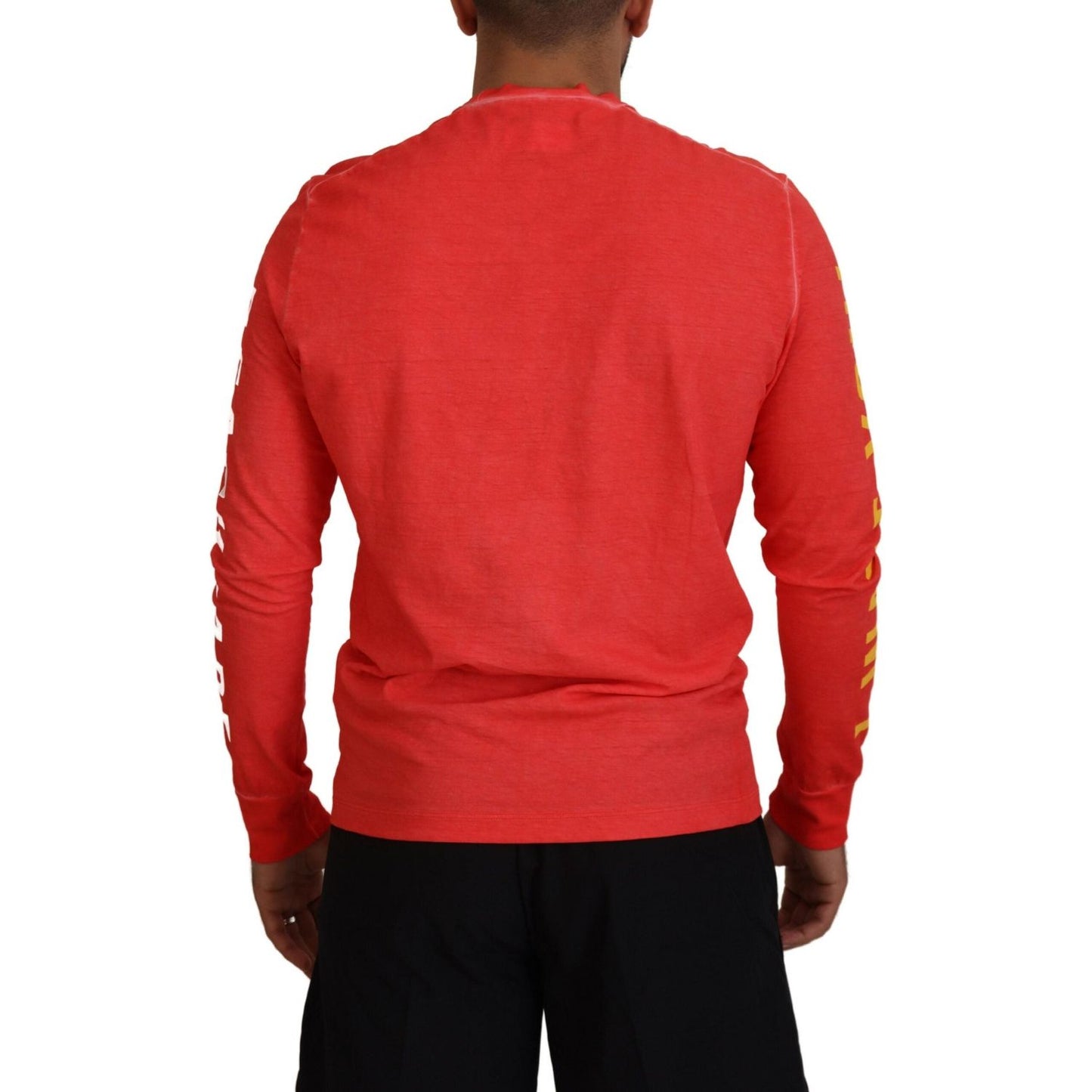 Dsquared² Orange Colorful Print Long Sleeves Top T-shirt Dsquared² Firebrick