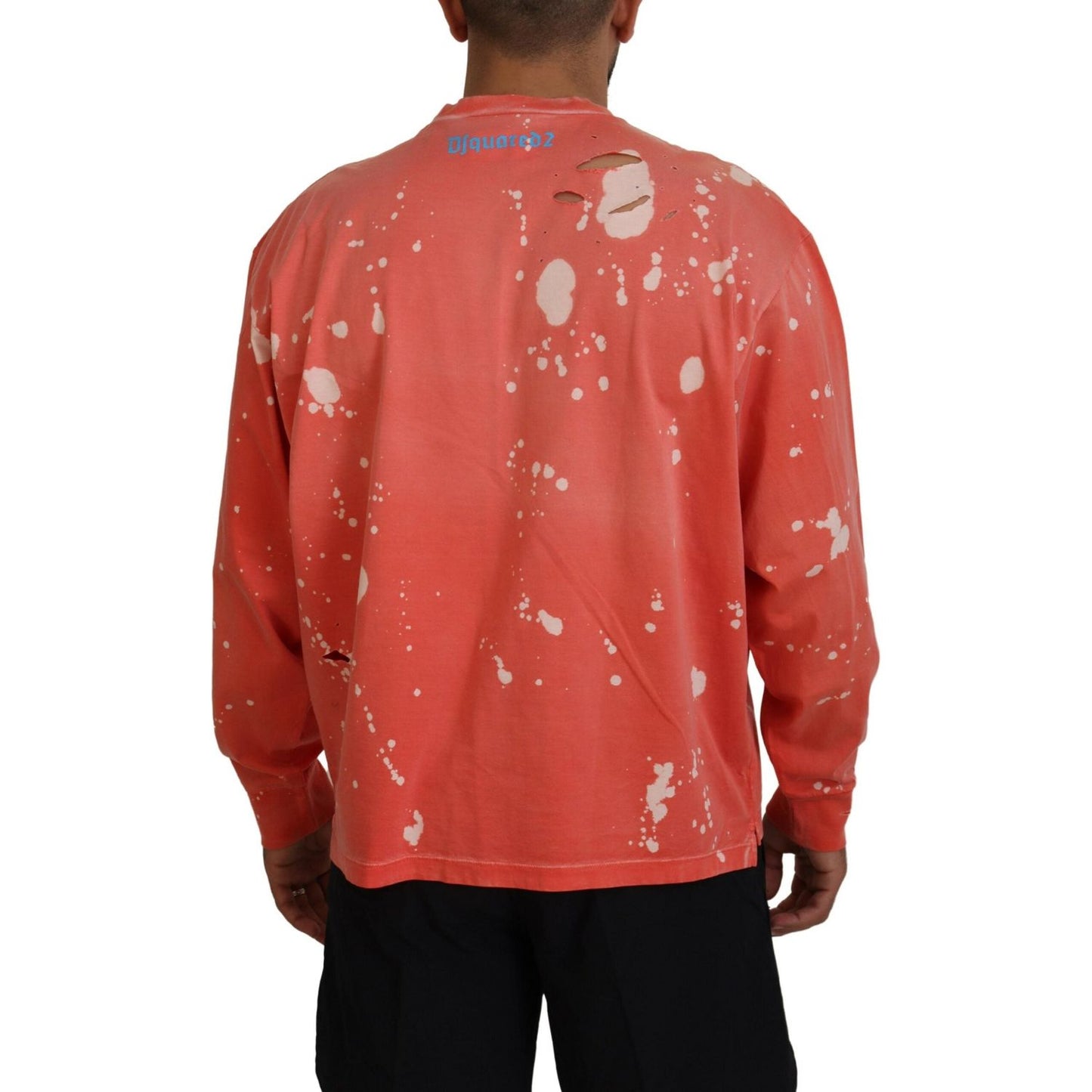 Dsquared² Orange Printed Long Sleeves Pullover Sweater Dsquared² Sienna