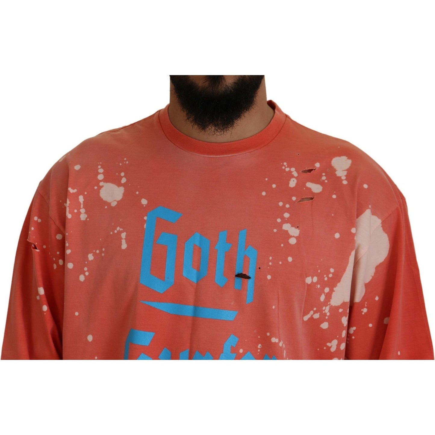 Dsquared² Orange Printed Long Sleeves Pullover Sweater Dsquared² Sienna