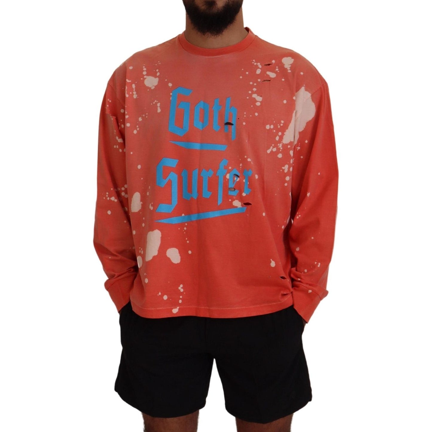 Dsquared² Orange Printed Long Sleeves Pullover Sweater Dsquared² Sienna
