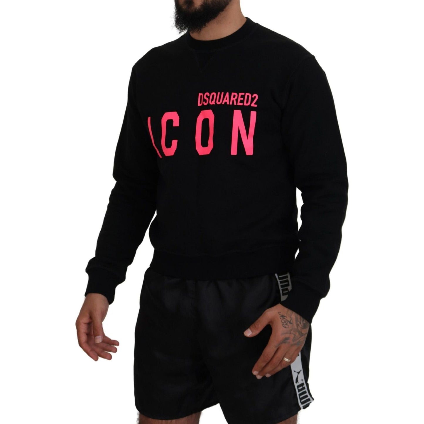 Dsquared² Black Printed Long Sleeves Pullover Sweater TSH83528-48