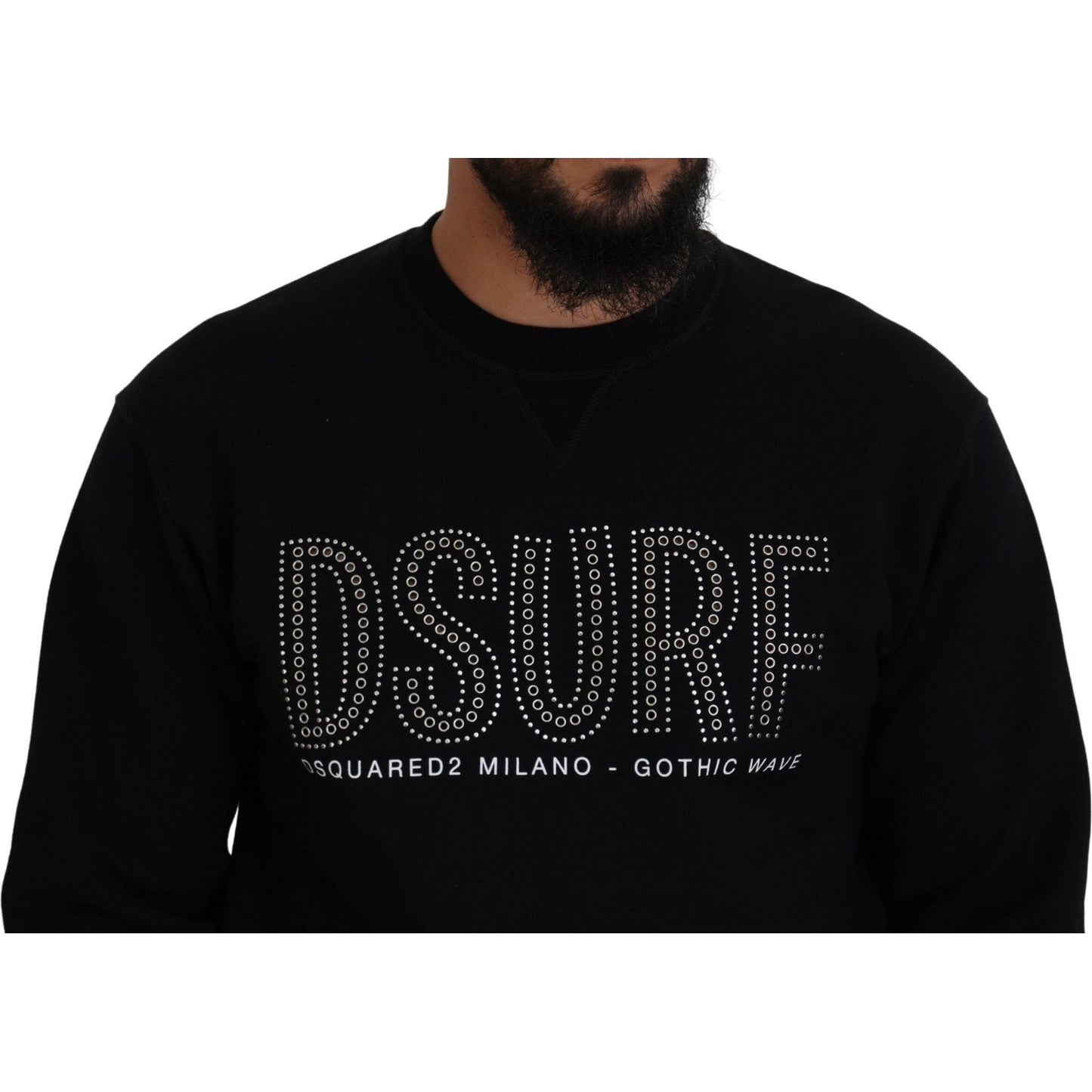 Dsquared² Black Cotton Printed Long Sleeves Pullover Sweater TSH83532-48