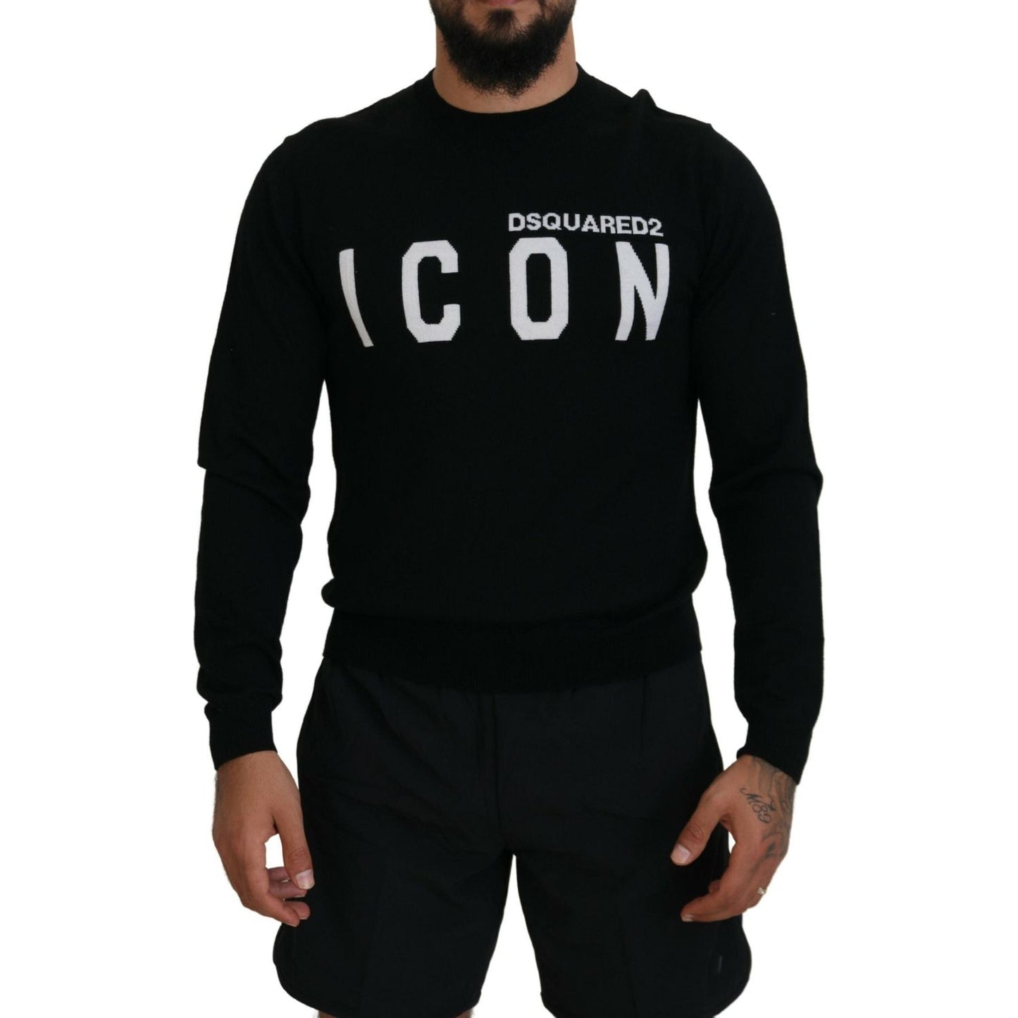 Dsquared² Black Logo Print Long Sleeves Men Pullover Sweater TSH83535-48