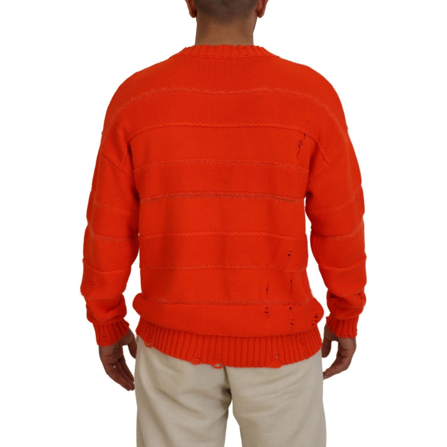 Dsquared² Orange Cotton Long Sleeves Men Pullover Sweater Dsquared² Firebrick