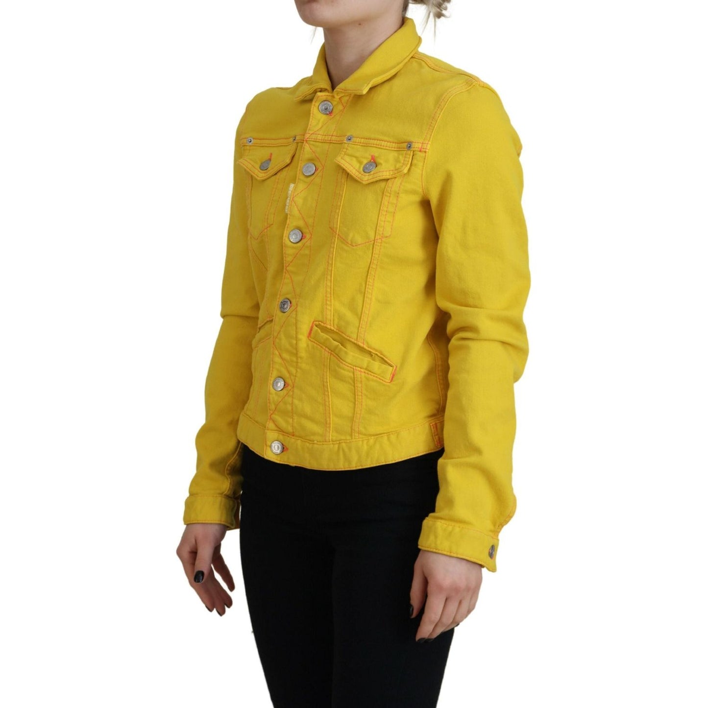 Dsquared² Yellow Collared Long Sleeves Denim Jacket Dsquared² Goldenrod