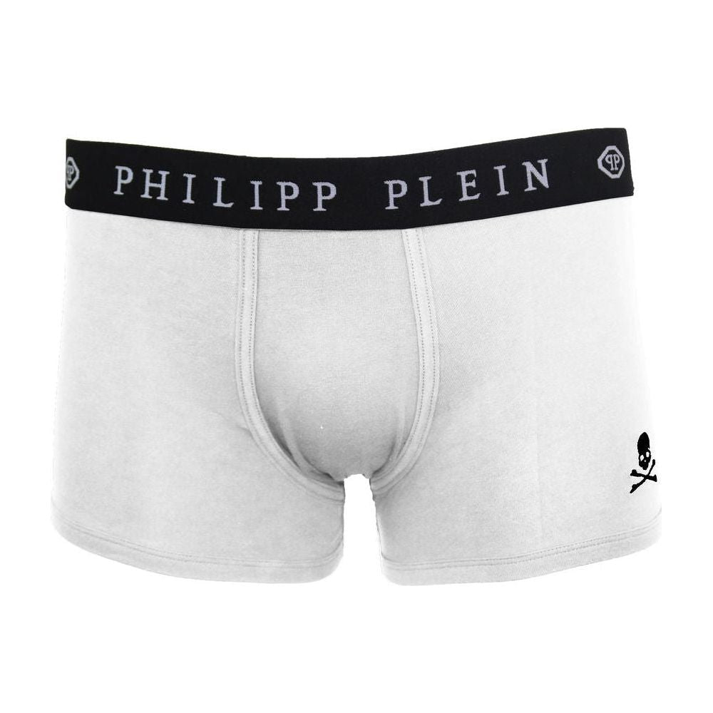 Philipp Plein White Cotton Men's Boxer Philipp Plein Light Gray