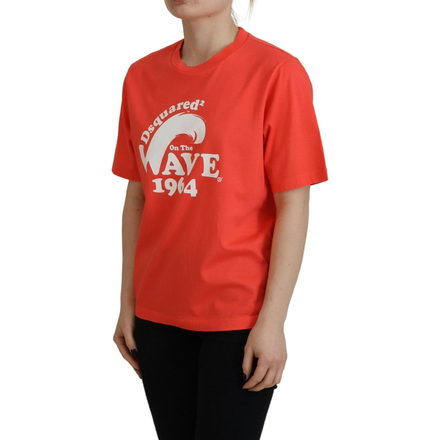 Dsquared² Orange Logo Cotton Crewneck Short Sleeve T-shirt Dsquared² Sienna