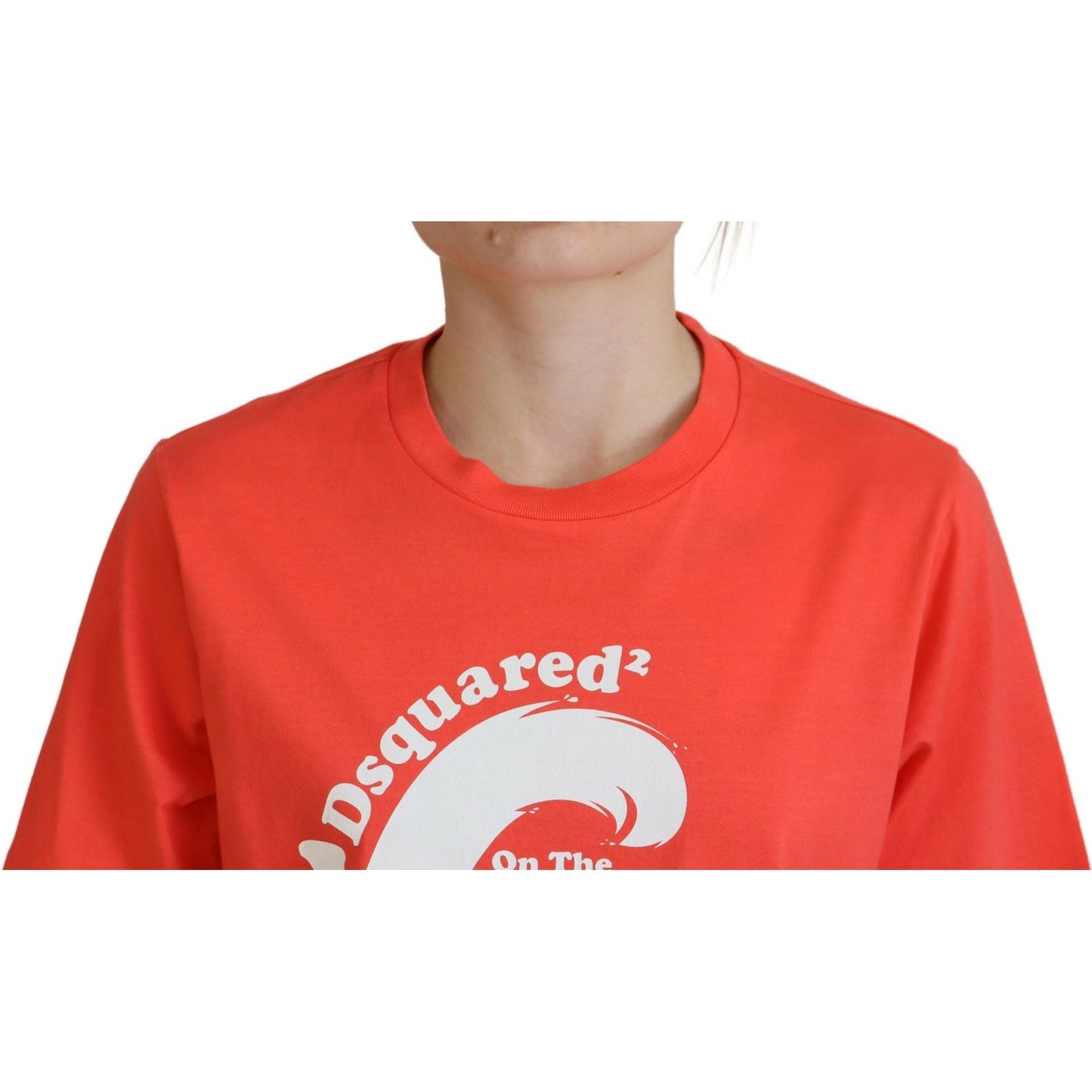 Dsquared² Orange Logo Cotton Crewneck Short Sleeve T-shirt Dsquared² Chocolate