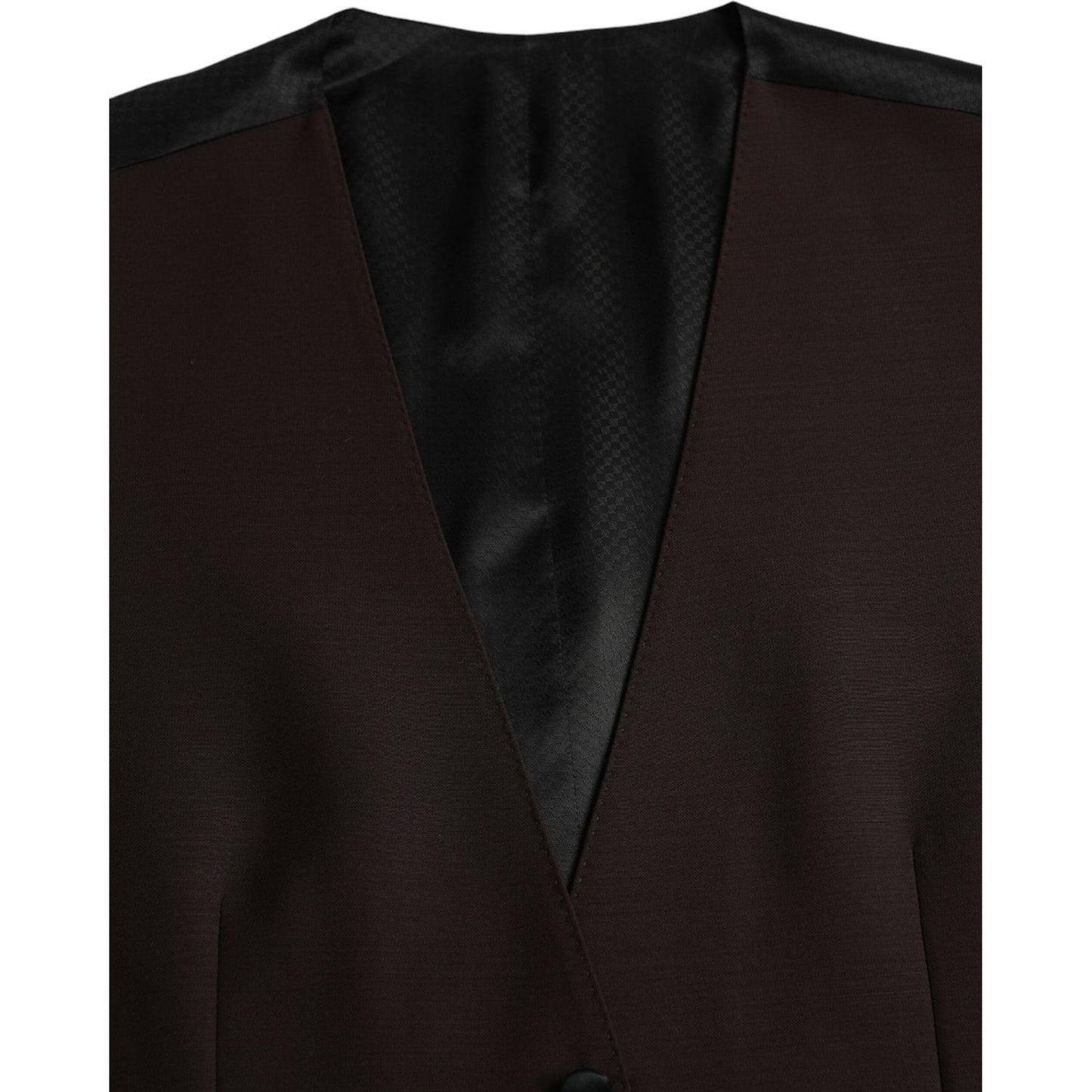 Dolce & Gabbana Brown Wool Waistcoat Dress Formal Vest Dolce & Gabbana Black