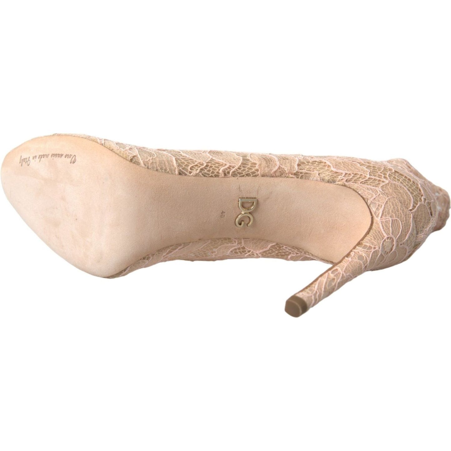 Dolce & Gabbana Beige Stretch Taormina Lace Boots Shoes Dolce & Gabbana Tan