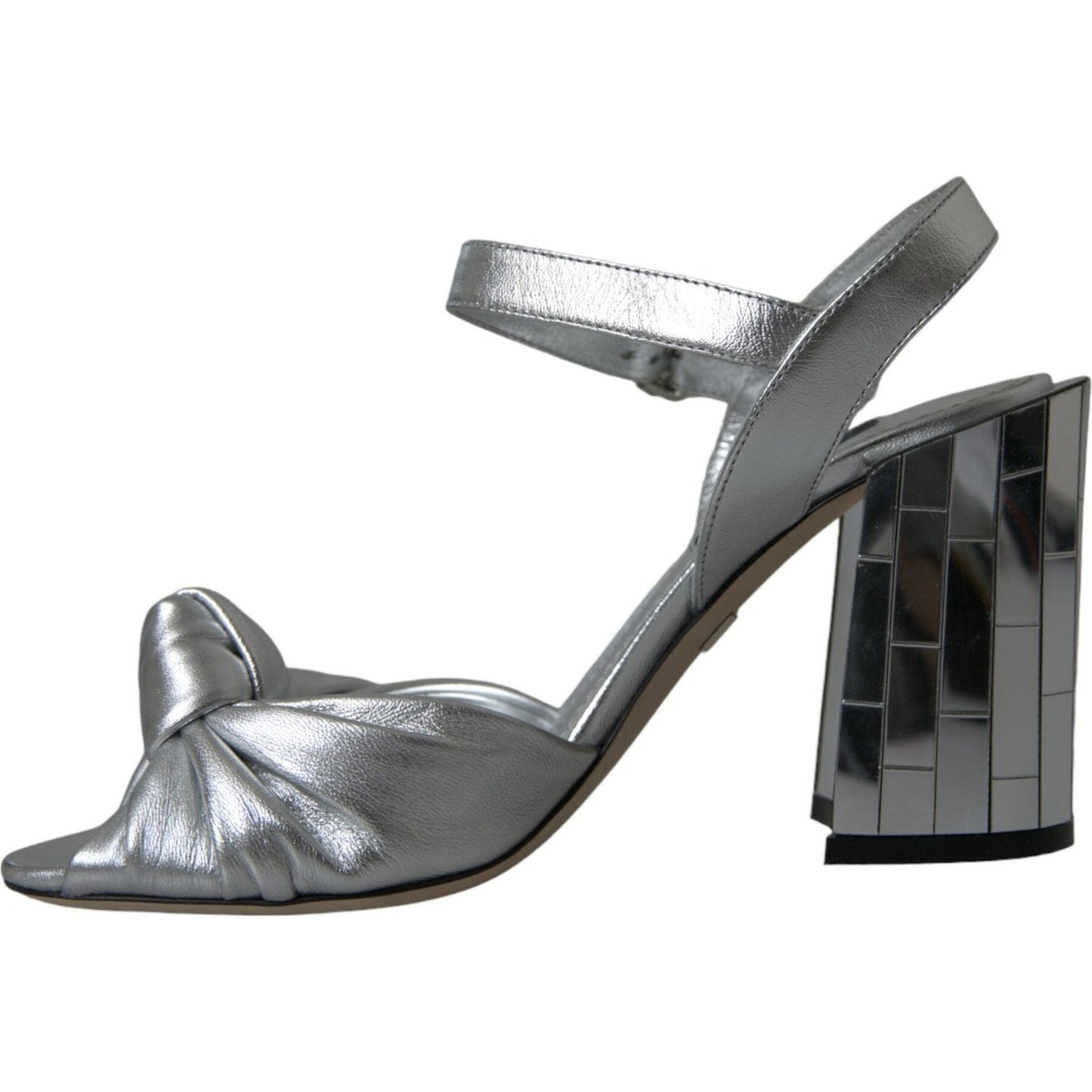 Dolce & Gabbana Silver Lambskin Leather Heels Sandals Shoes Dolce & Gabbana Dim Gray