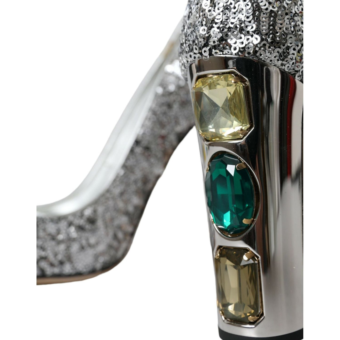 Dolce & Gabbana Silver Sequin Embellished Heels Pumps Shoes Dolce & Gabbana Dim Gray