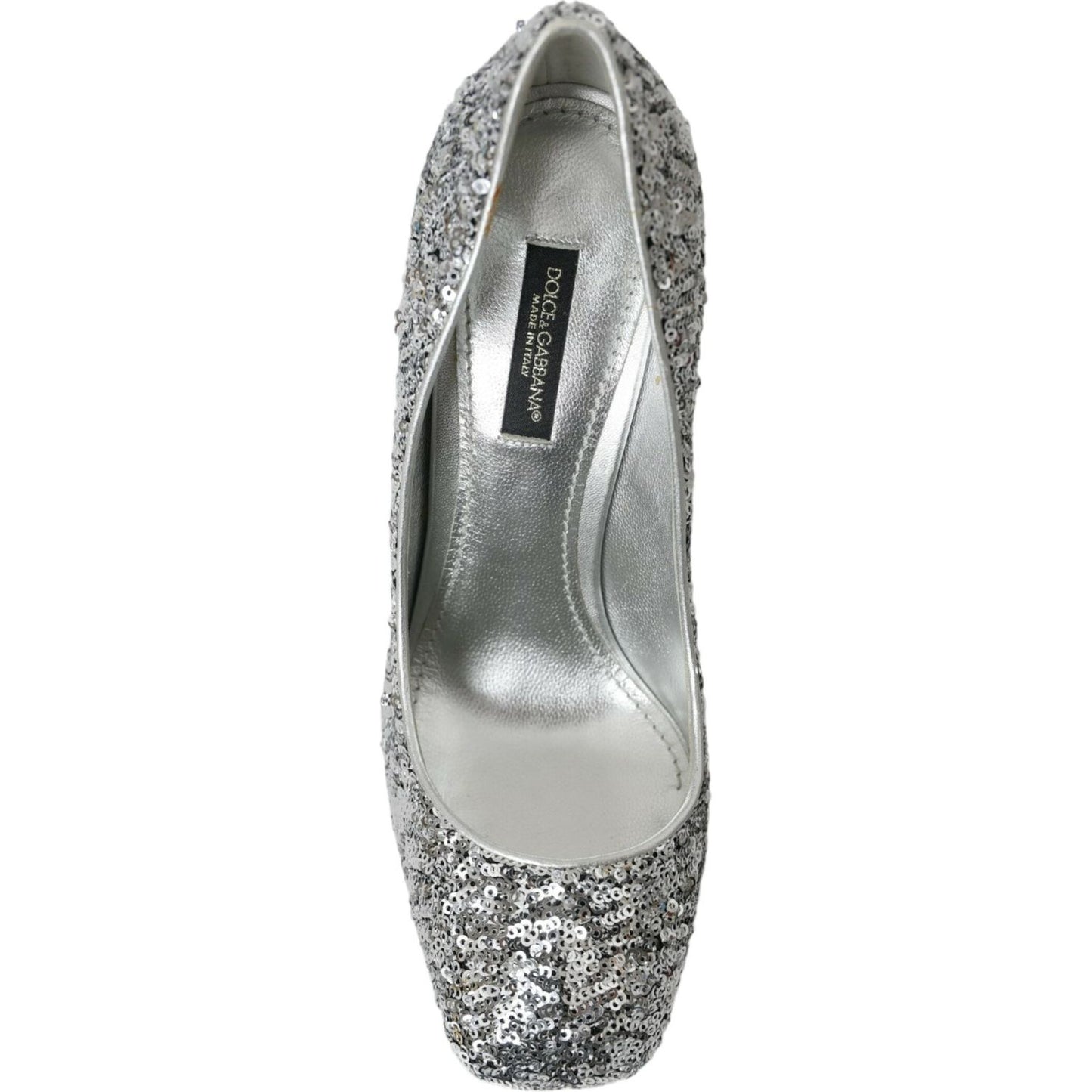 Dolce & Gabbana Silver Sequin Embellished Heels Pumps Shoes Dolce & Gabbana Light Slate Gray