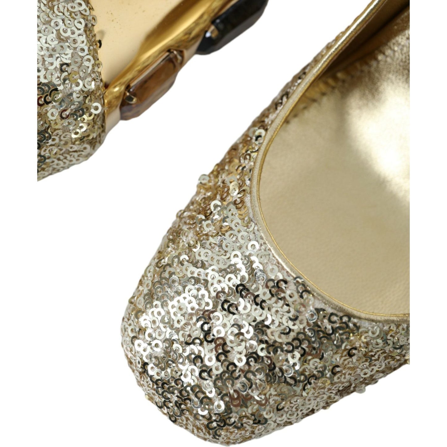 Dolce & Gabbana Gold Sequin Crystal Heels Pumps Shoes Dolce & Gabbana Rosy Brown