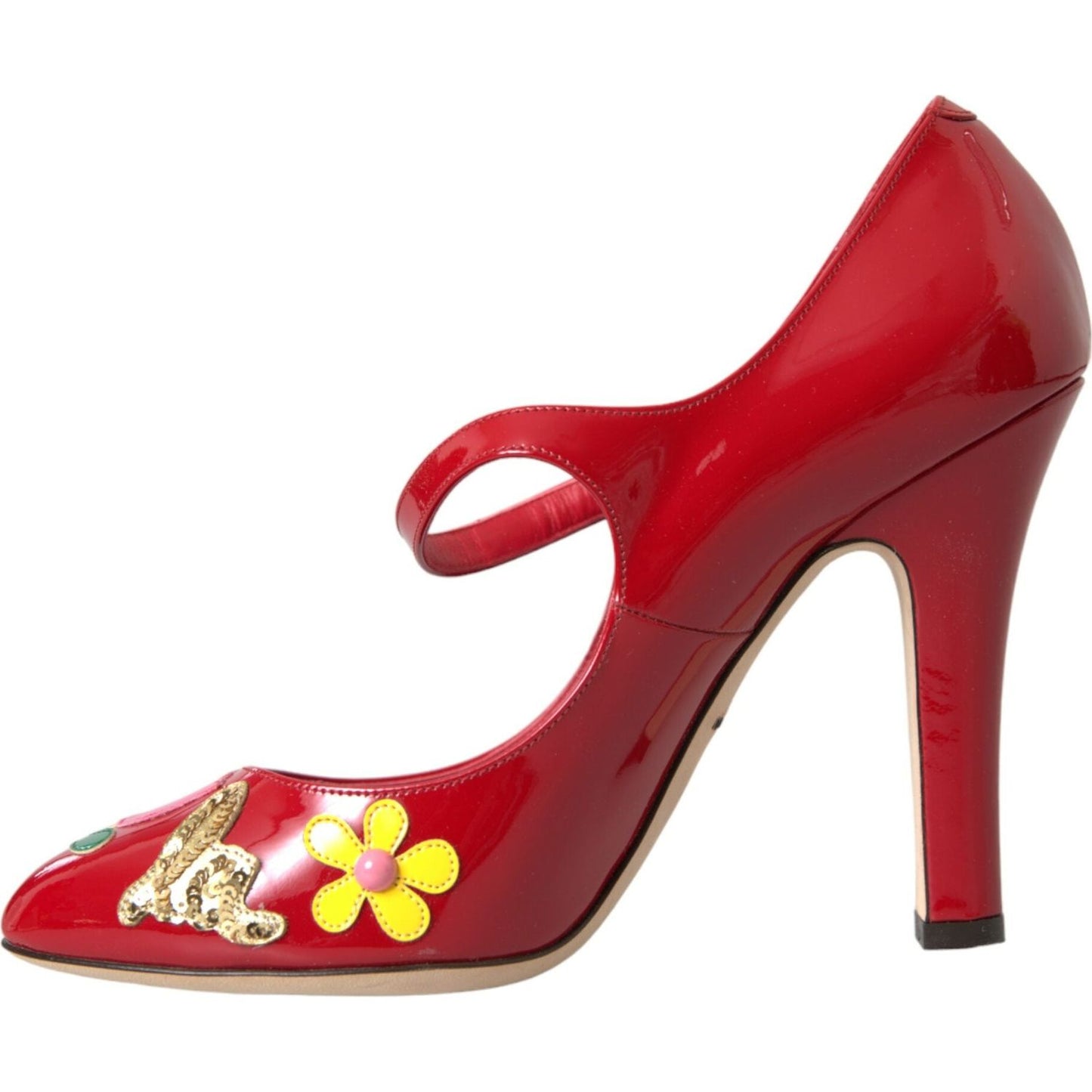 Dolce & Gabbana Red Leather Embellished Mary Jane Pumps Heels Shoes Dolce & Gabbana Brown