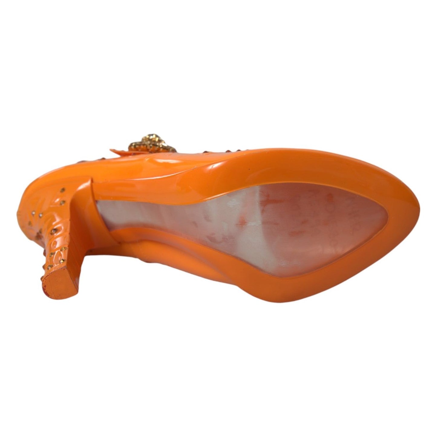 Dolce & Gabbana Orange CINDERELLA Floral Crystal Pumps Shoes Dolce & Gabbana Chocolate