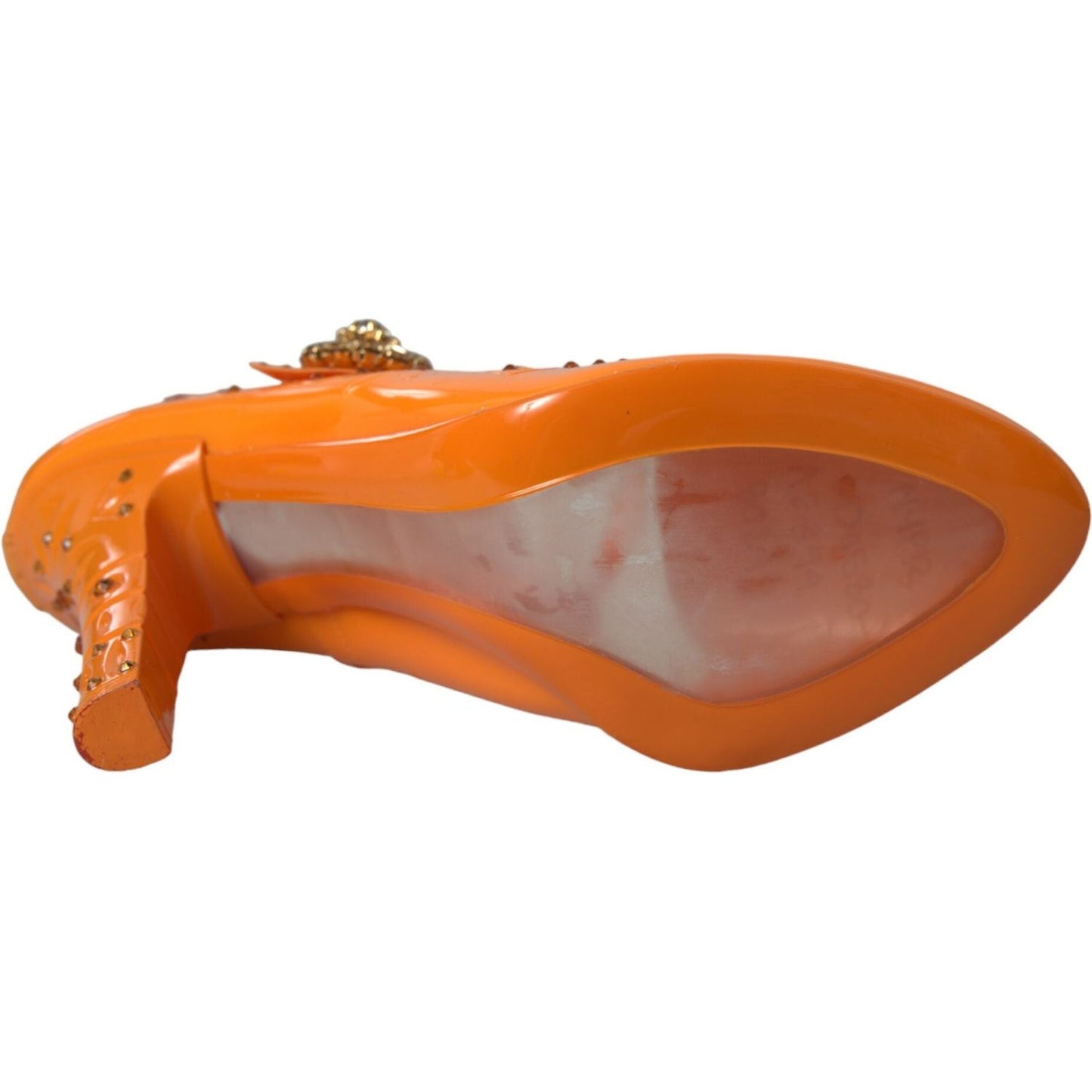 Dolce & Gabbana Orange CINDERELLA Floral Crystal Pumps Shoes Dolce & Gabbana Chocolate