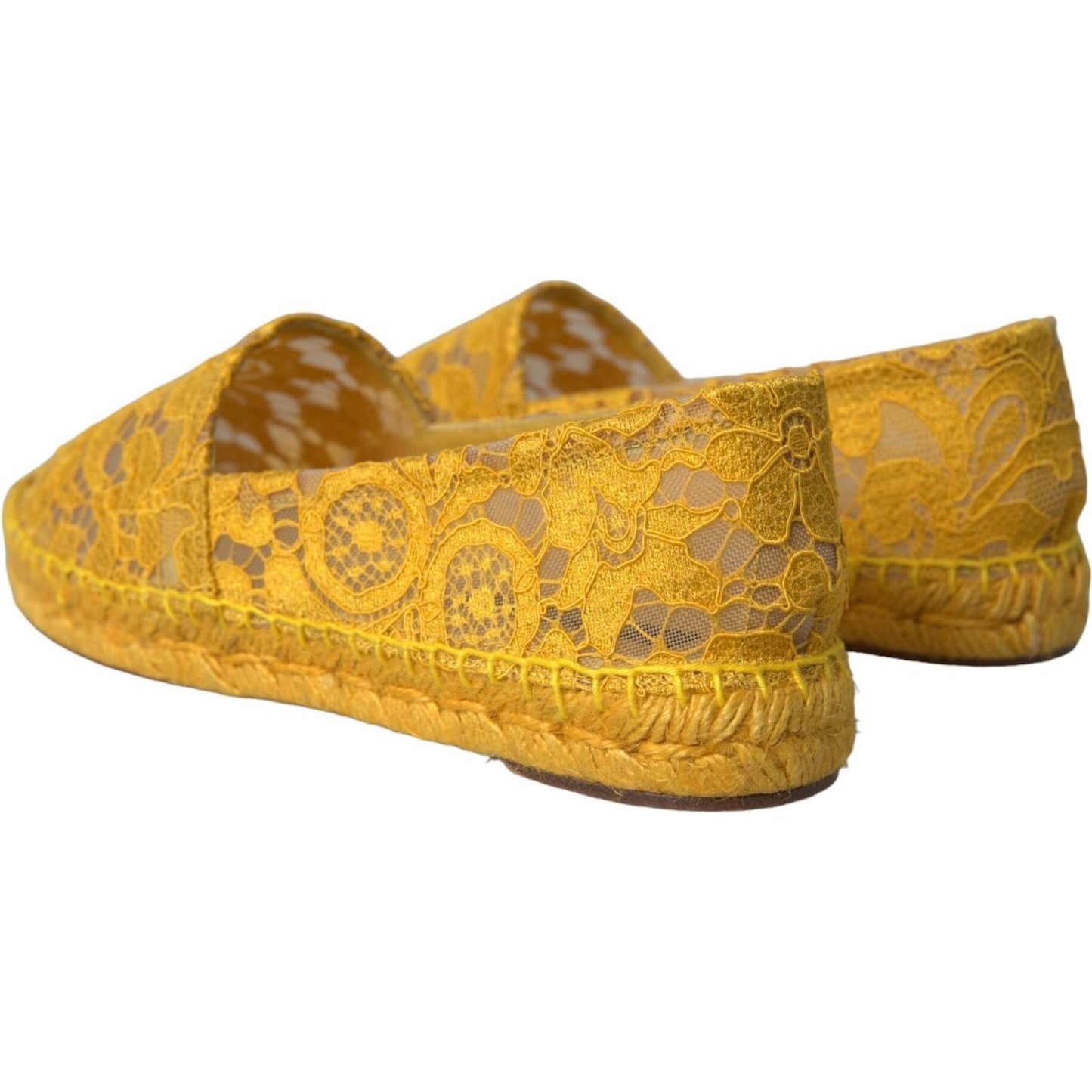 Dolce & Gabbana Yellow Taormina Lace Espadrille Loafers Flats Shoes Dolce & Gabbana Dark Goldenrod