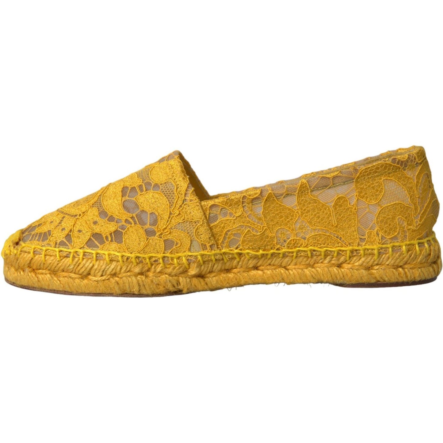 Dolce & Gabbana Yellow Taormina Lace Espadrille Loafers Flats Shoes Dolce & Gabbana Goldenrod