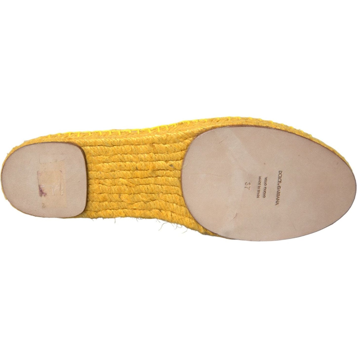 Dolce & Gabbana Yellow Taormina Lace Espadrille Loafers Flats Shoes Dolce & Gabbana Tan