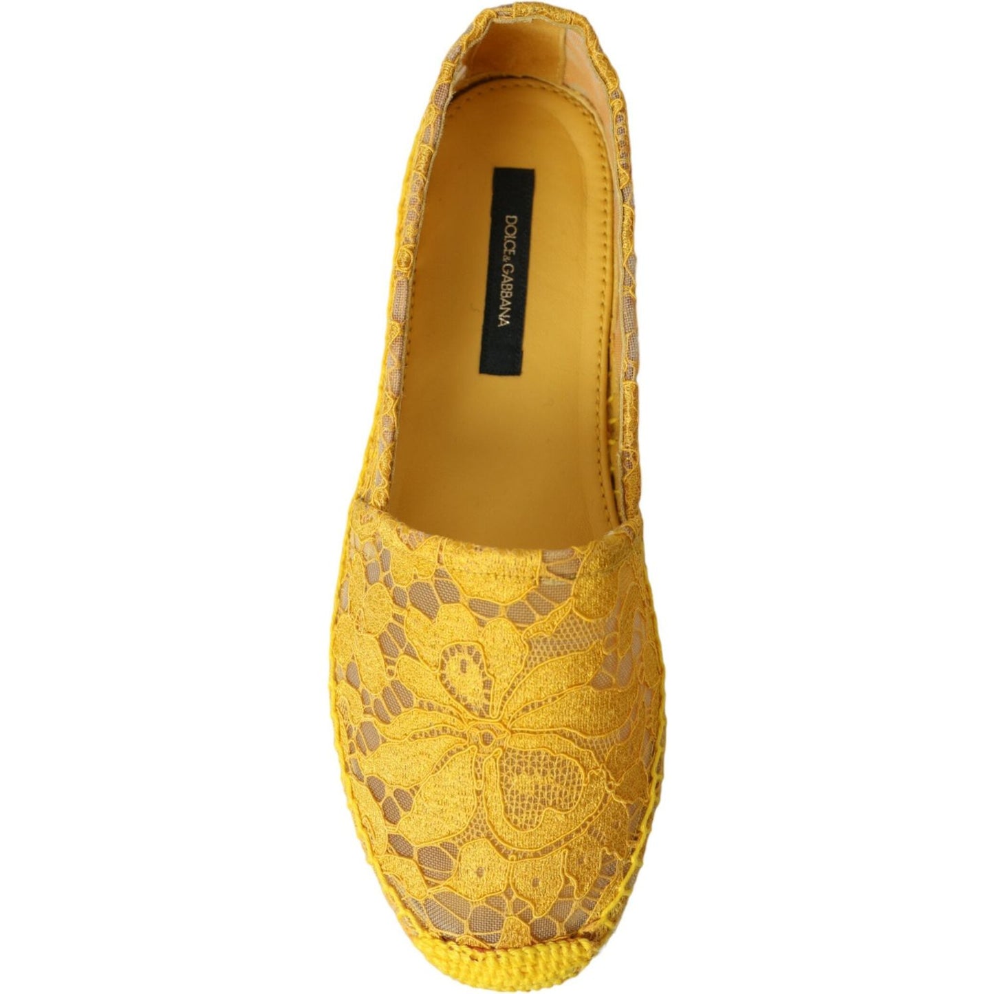 Dolce & Gabbana Yellow Taormina Lace Espadrille Loafers Flats Shoes Dolce & Gabbana Dark Goldenrod