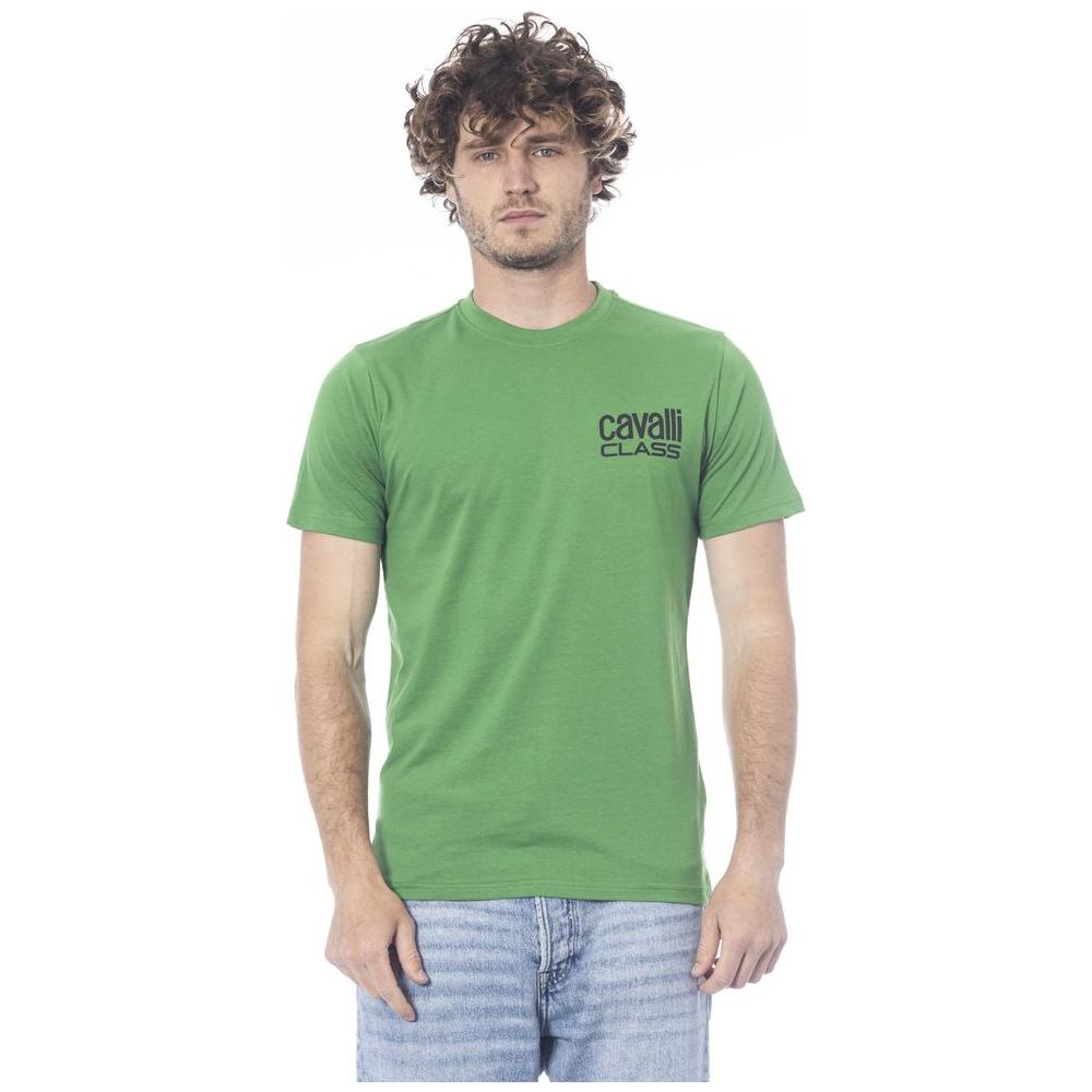 Cavalli Class Green Cotton Men T-Shirt Cavalli Class Dark Sea Green