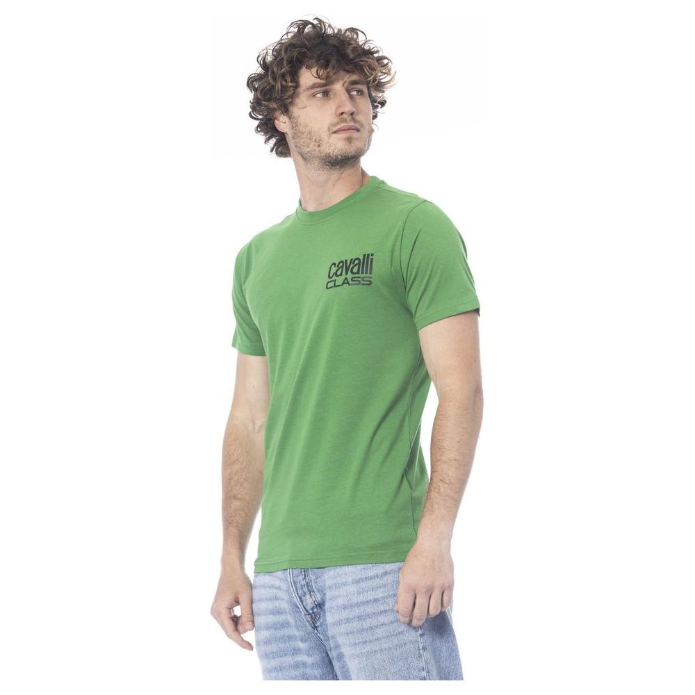 Cavalli Class Green Cotton Men T-Shirt Cavalli Class Dark Sea Green