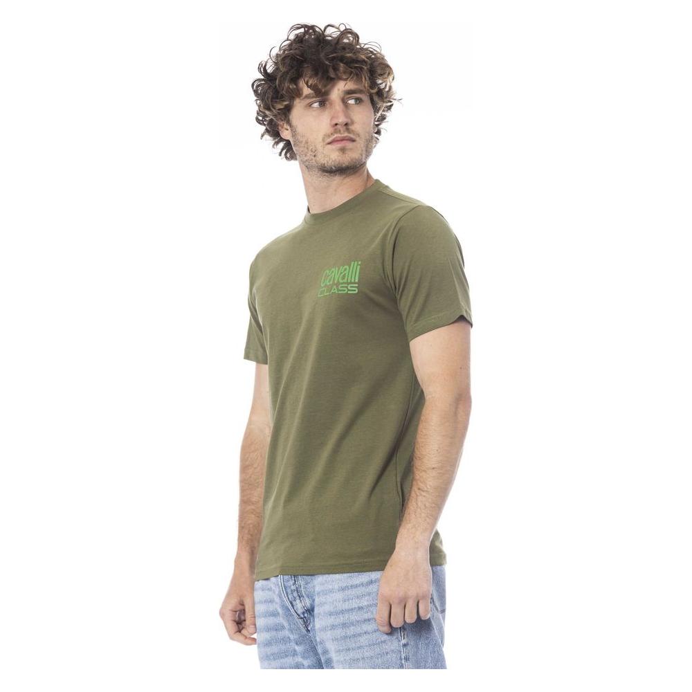 Cavalli Class Green Cotton Men T-Shirt Cavalli Class Dim Gray