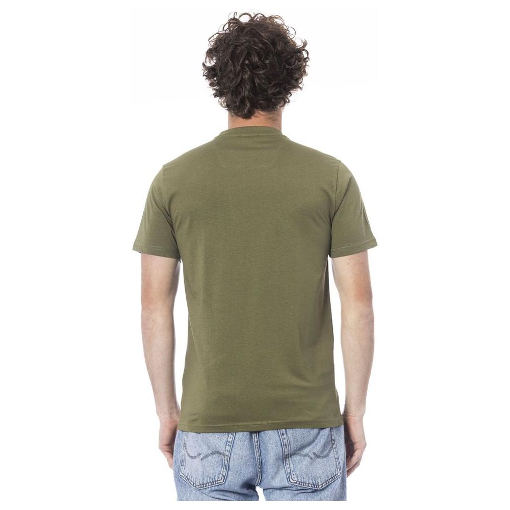 Cavalli Class Green Cotton Men T-Shirt Cavalli Class Dim Gray