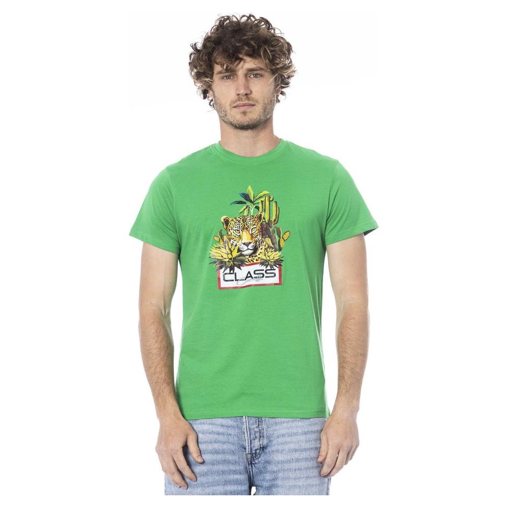 Cavalli Class Green Cotton Men T-Shirt Cavalli Class Dark Sea Green
