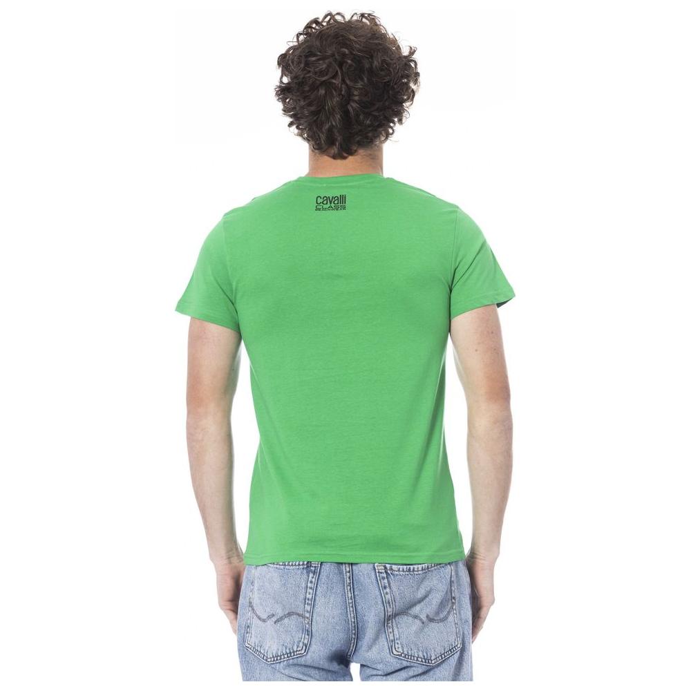 Cavalli Class Green Cotton Men T-Shirt Cavalli Class Dark Sea Green