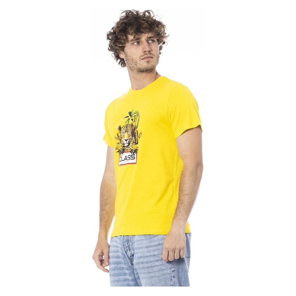Cavalli Class Yellow Cotton Men T-Shirt Cavalli Class Sandy Brown
