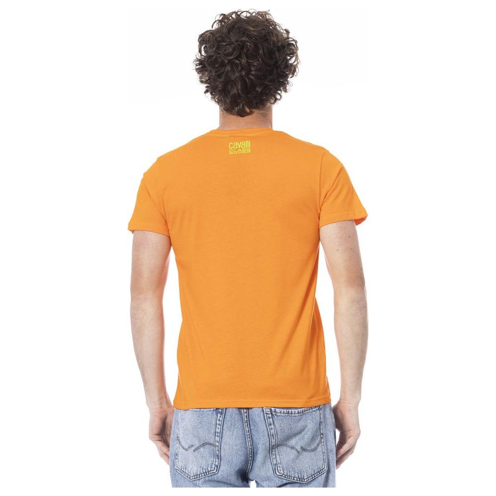 Cavalli Class Orange Cotton Men T-Shirt Cavalli Class Sandy Brown