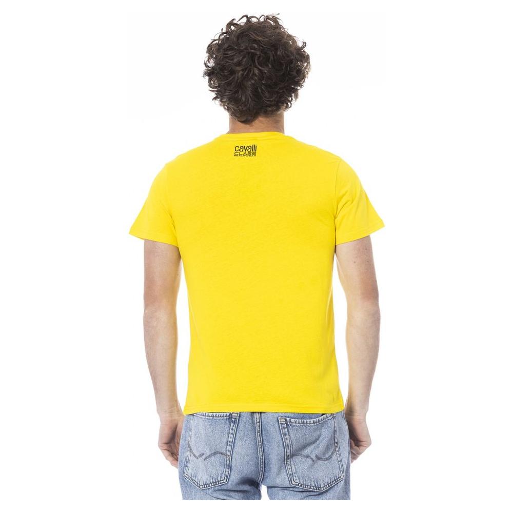 Cavalli Class Yellow Cotton Men T-Shirt Cavalli Class Gold