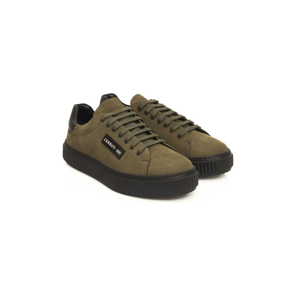 Cerruti 1881 Green Cowhide Men Sneaker Cerruti 1881 Dark Olive Green
