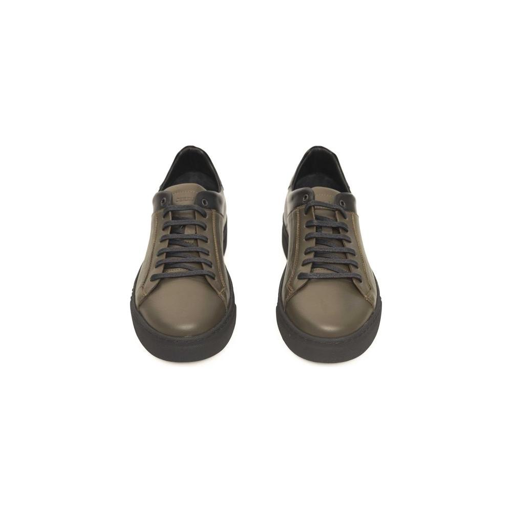 Cerruti 1881 Green Cowhide Men Sneaker Cerruti 1881 Dark Slate Gray