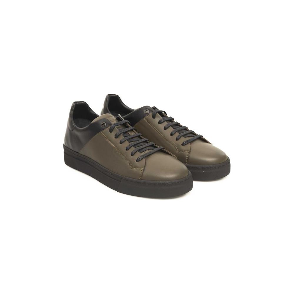 Cerruti 1881 Green Cowhide Men Sneaker Cerruti 1881 Dark Slate Gray