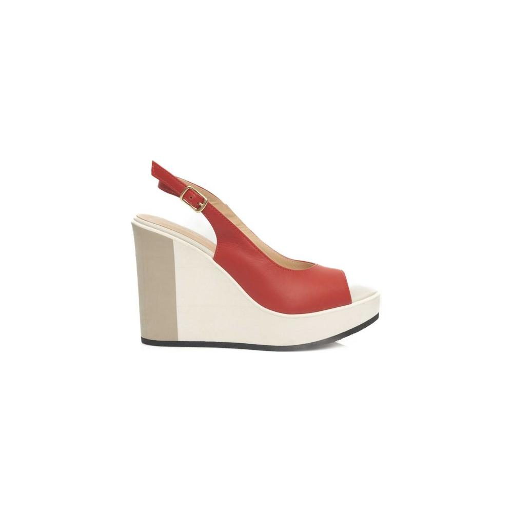 Cerruti 1881 Red Calfskin Women Sandal Cerruti 1881 Light Gray