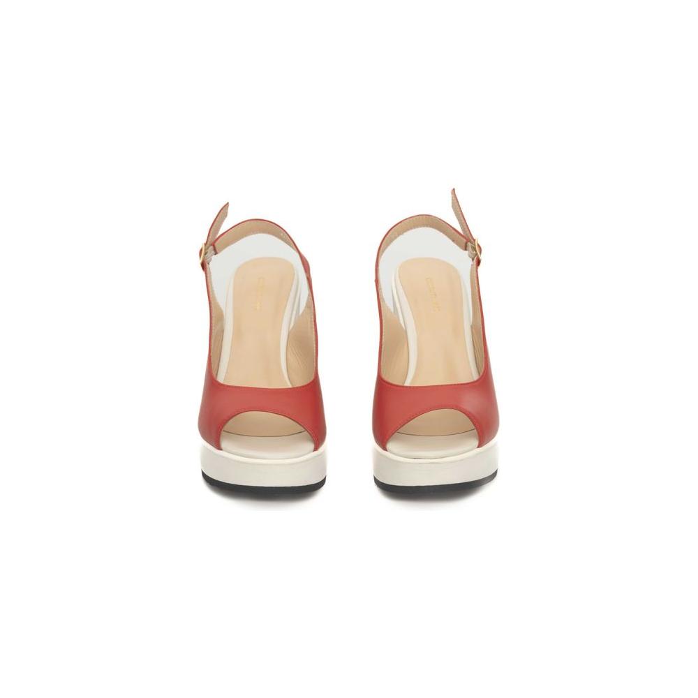 Cerruti 1881 Red Calfskin Women Sandal Cerruti 1881 Tan
