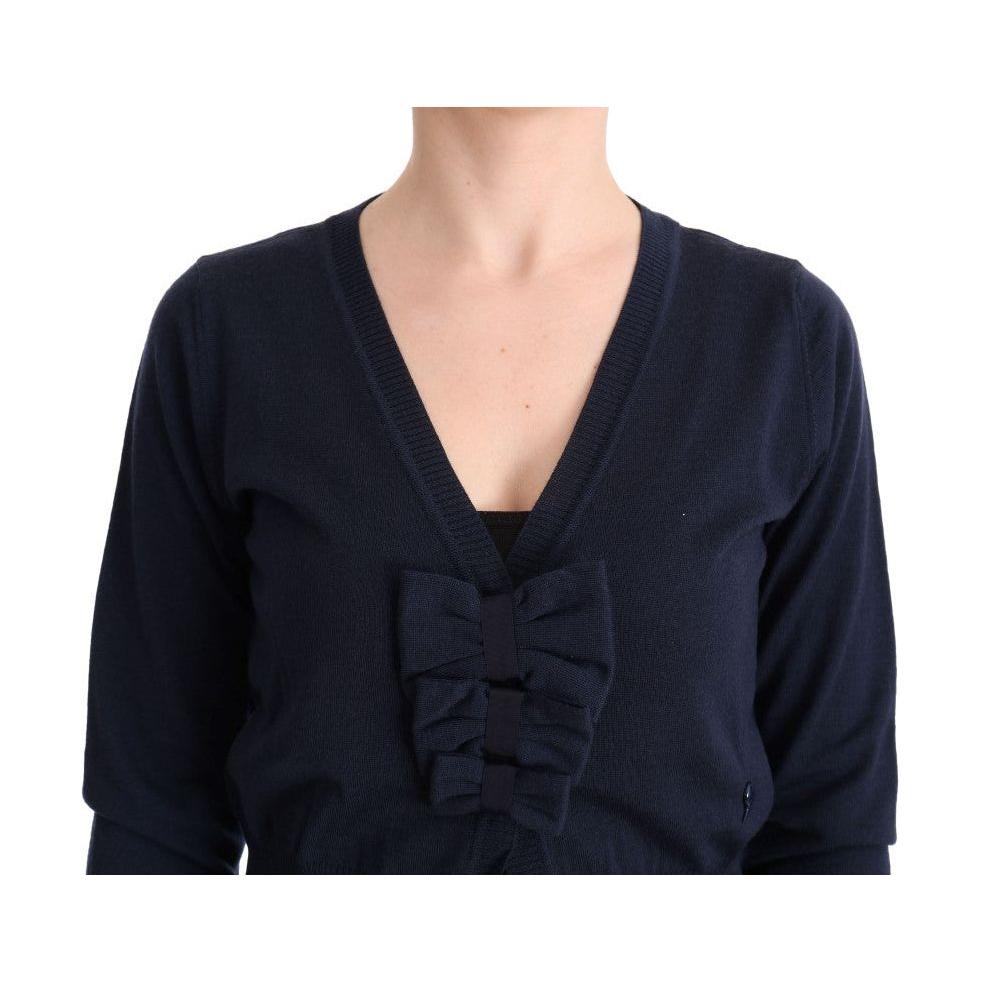MARGHI LO' Elegant Blue Wool Cardigan Sweater MARGHI LO' Black