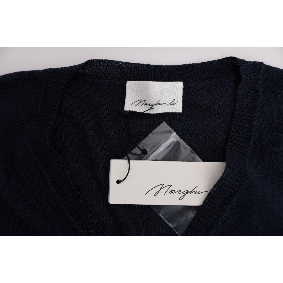MARGHI LO' Elegant Blue Wool Cardigan Sweater MARGHI LO' Light Gray