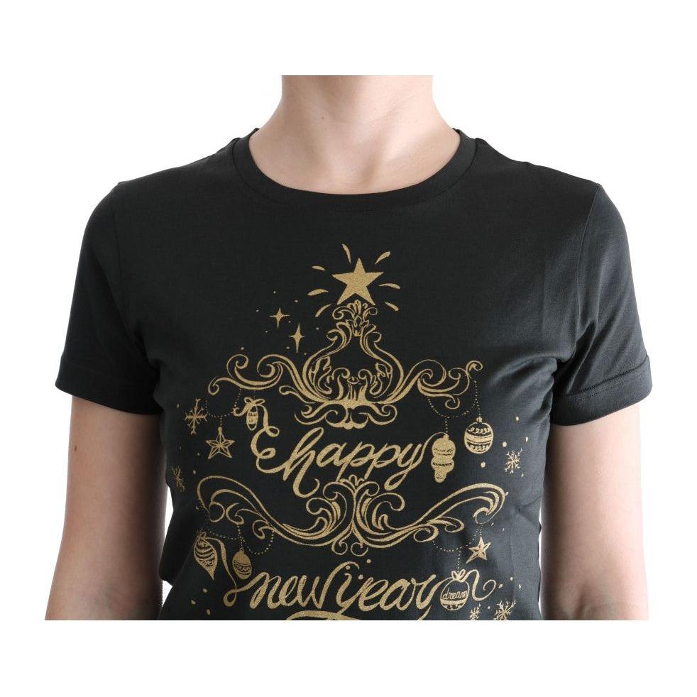 Dolce & Gabbana Emerald Green Cotton Tee with 2017 Print Dolce & Gabbana Tan