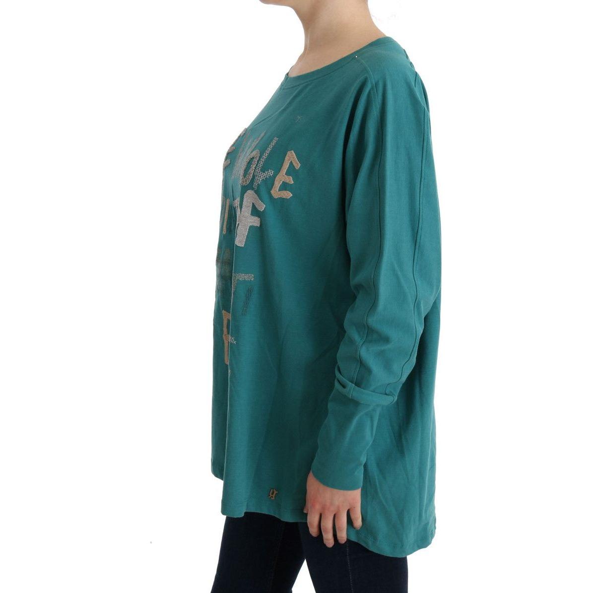 John Galliano Elegant Crewneck Cotton Sweater in Green John Galliano Dark Slate Gray