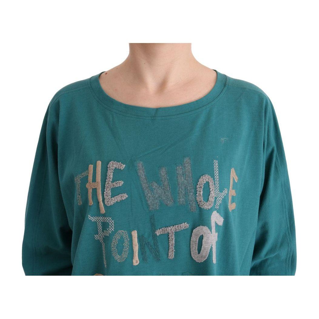 John Galliano Elegant Crewneck Cotton Sweater in Green John Galliano Dark Slate Gray