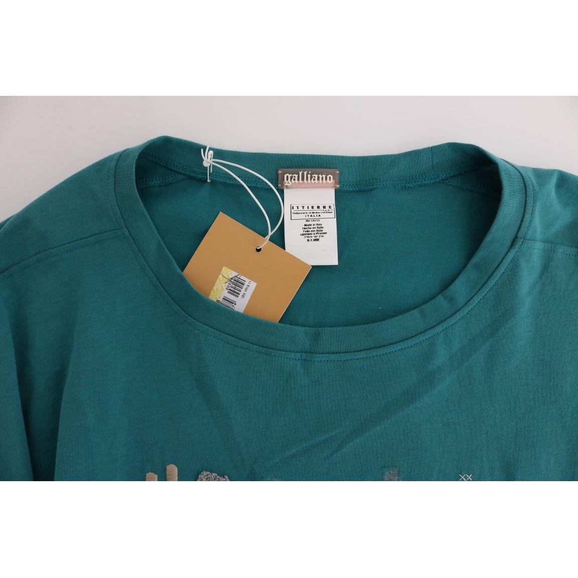 John Galliano Elegant Crewneck Cotton Sweater in Green John Galliano Dark Slate Gray